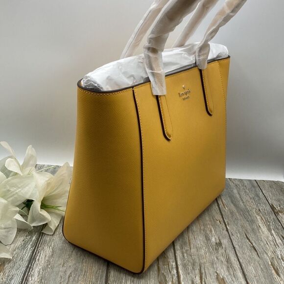 Kate Spade Yellow Gold Fall Staci Medium Tote Bag Purse - Picture 4 of 14